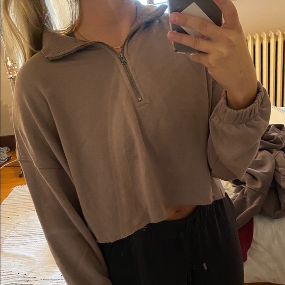 aerie Tops - Aerie cropped quarter zip
